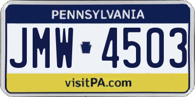 PA license plate JMW4503