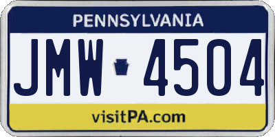 PA license plate JMW4504