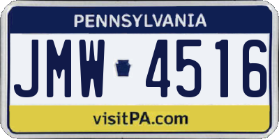 PA license plate JMW4516
