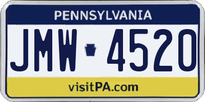 PA license plate JMW4520