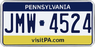PA license plate JMW4524