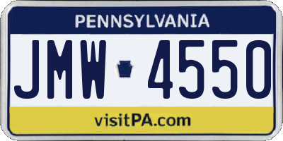 PA license plate JMW4550
