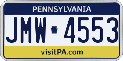 PA license plate JMW4553