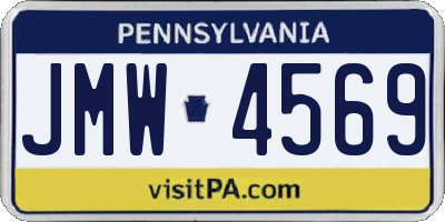 PA license plate JMW4569