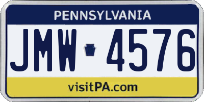 PA license plate JMW4576