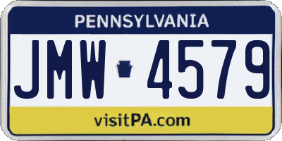 PA license plate JMW4579