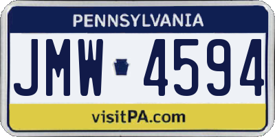 PA license plate JMW4594