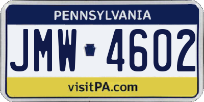 PA license plate JMW4602