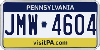 PA license plate JMW4604