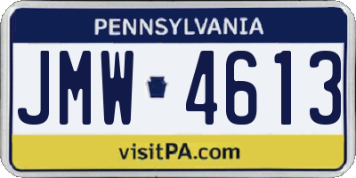 PA license plate JMW4613