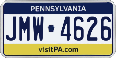 PA license plate JMW4626