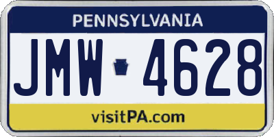 PA license plate JMW4628