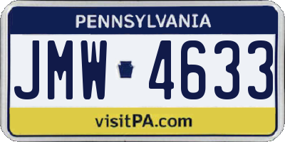 PA license plate JMW4633