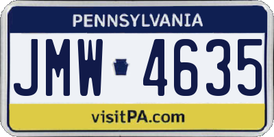 PA license plate JMW4635