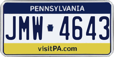 PA license plate JMW4643