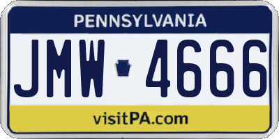 PA license plate JMW4666