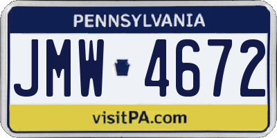 PA license plate JMW4672