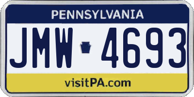 PA license plate JMW4693
