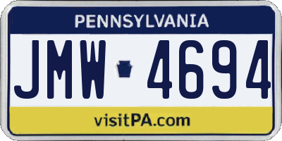 PA license plate JMW4694