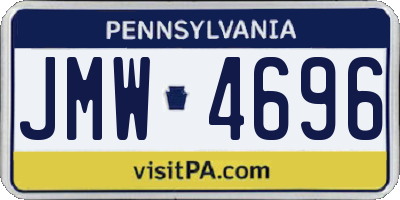 PA license plate JMW4696