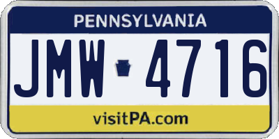 PA license plate JMW4716
