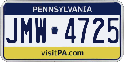 PA license plate JMW4725