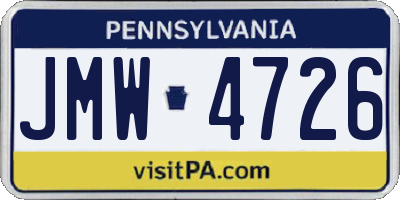 PA license plate JMW4726