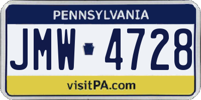 PA license plate JMW4728