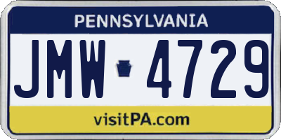 PA license plate JMW4729