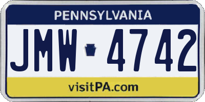 PA license plate JMW4742