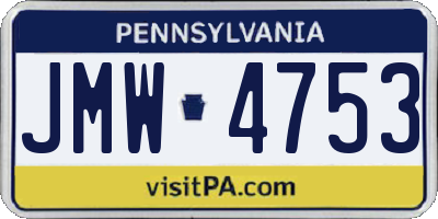 PA license plate JMW4753
