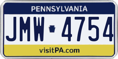 PA license plate JMW4754