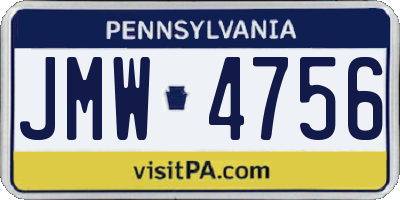 PA license plate JMW4756
