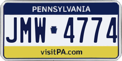 PA license plate JMW4774