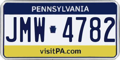 PA license plate JMW4782