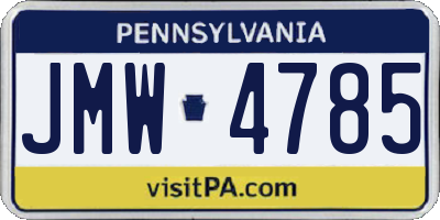 PA license plate JMW4785