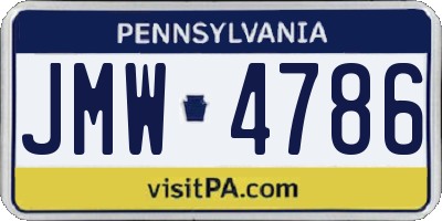 PA license plate JMW4786