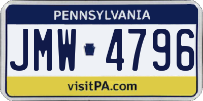 PA license plate JMW4796