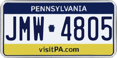 PA license plate JMW4805