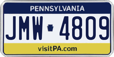 PA license plate JMW4809