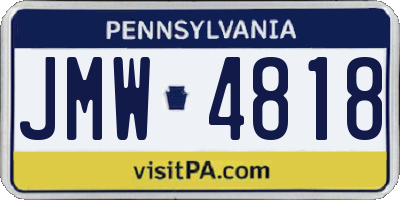 PA license plate JMW4818