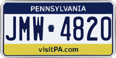 PA license plate JMW4820