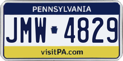 PA license plate JMW4829