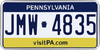 PA license plate JMW4835