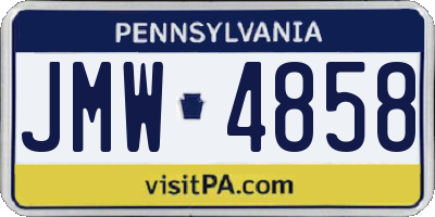PA license plate JMW4858