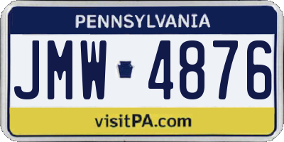 PA license plate JMW4876
