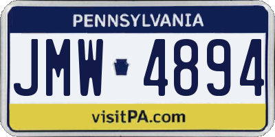PA license plate JMW4894