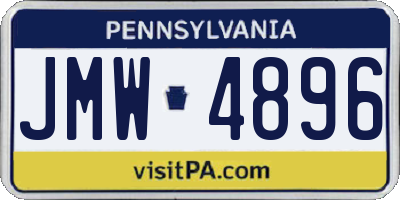 PA license plate JMW4896