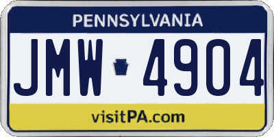 PA license plate JMW4904