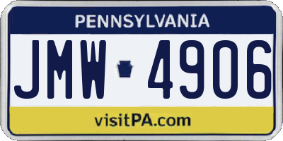 PA license plate JMW4906